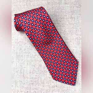 Brooks Brothers Makers All Silk Mens Neck tie corral salmon blue Made in the USA